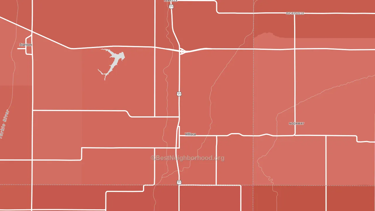 Villisca, IA block-group political-lean map