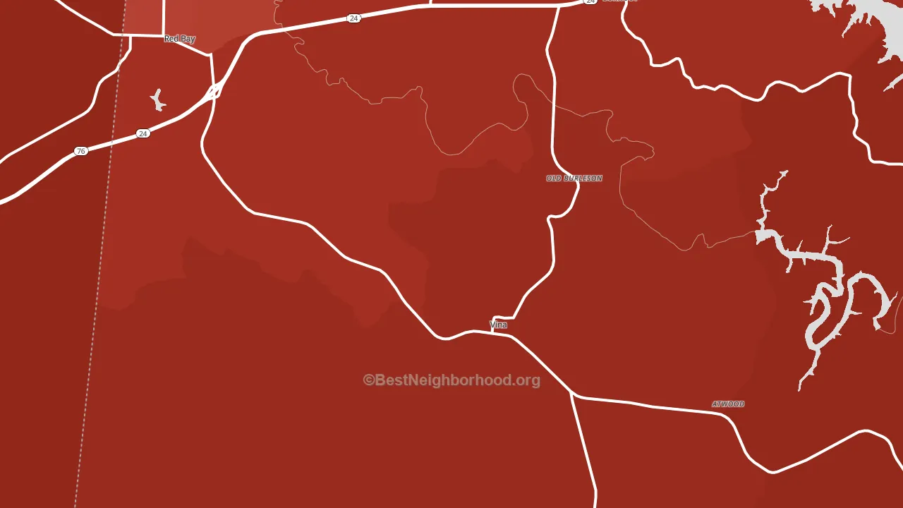 Vina, AL block-group political-lean map