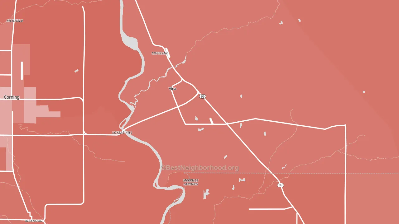 Vina, CA block-group political-lean map