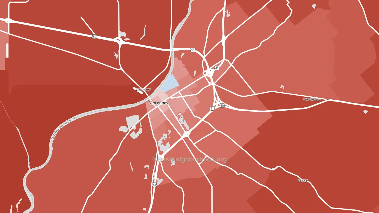 Vincennes, IN block-group political-lean map