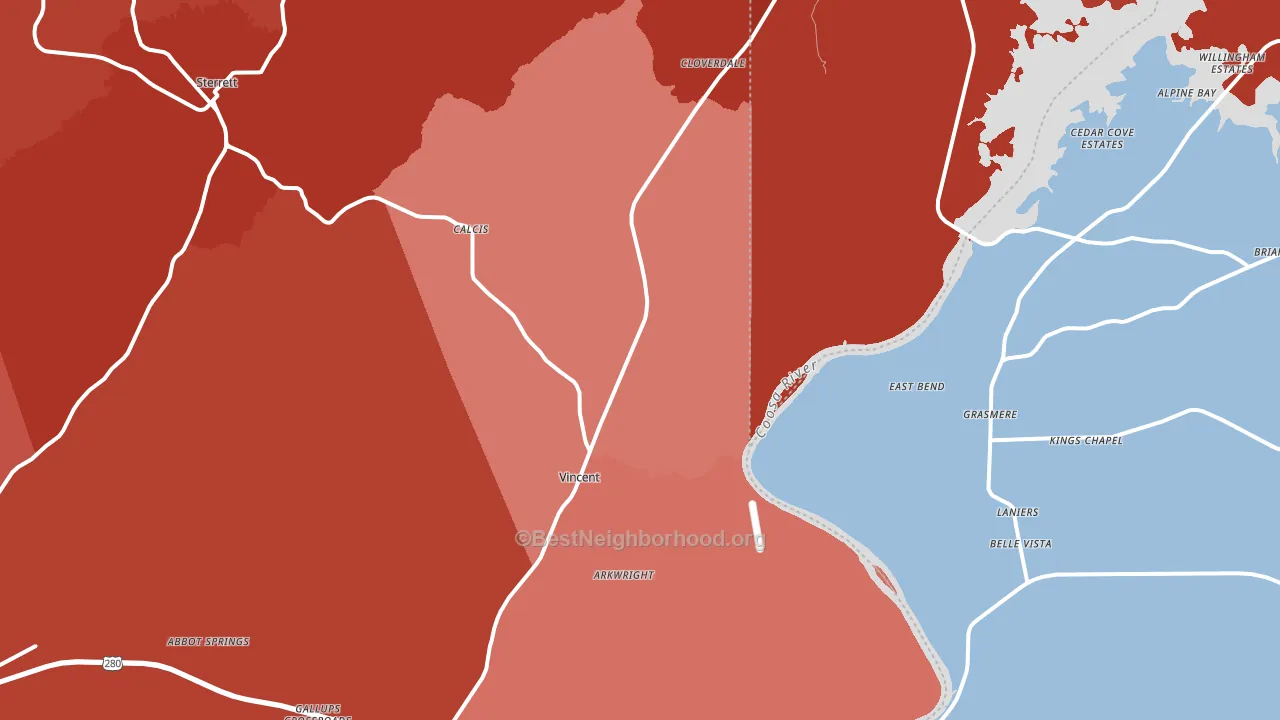 Vincent, AL block-group political-lean map