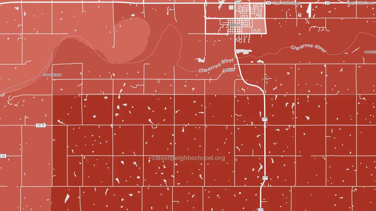 Vinco, OK block-group political-lean map