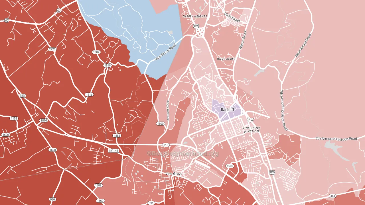 Vine Grove Junction, KY block-group political-lean map