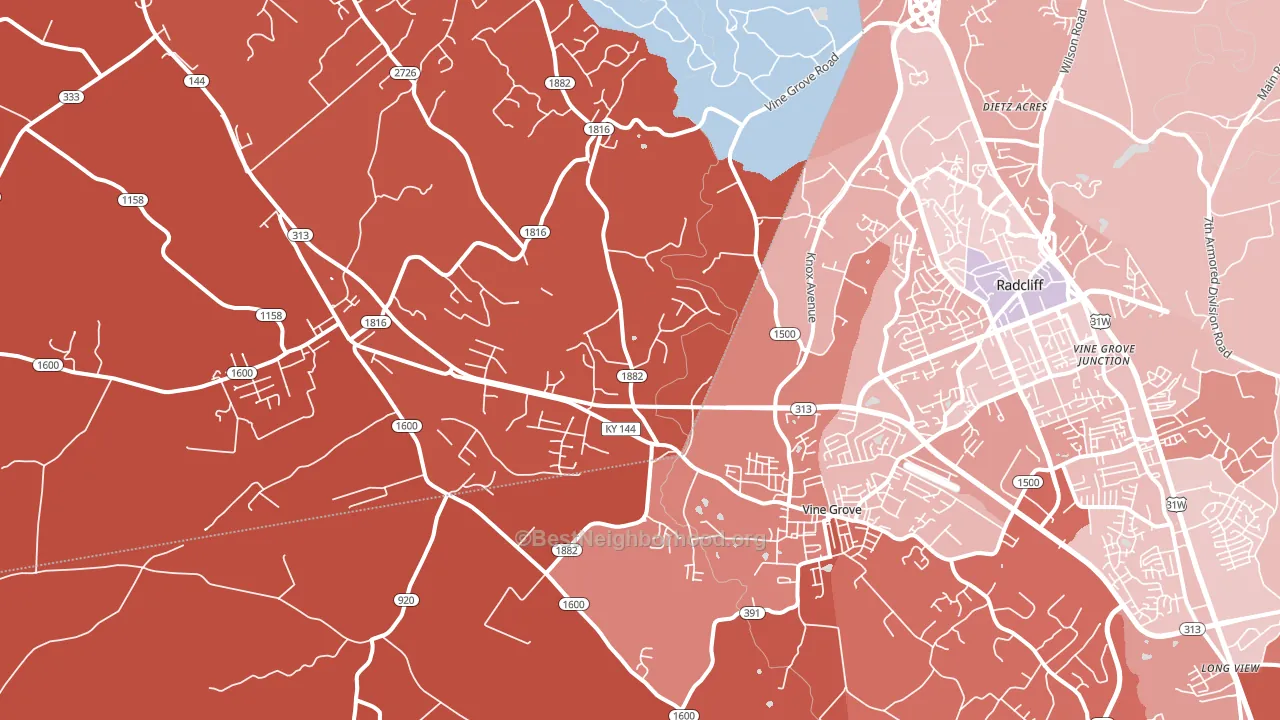 Vine Grove, KY block-group political-lean map