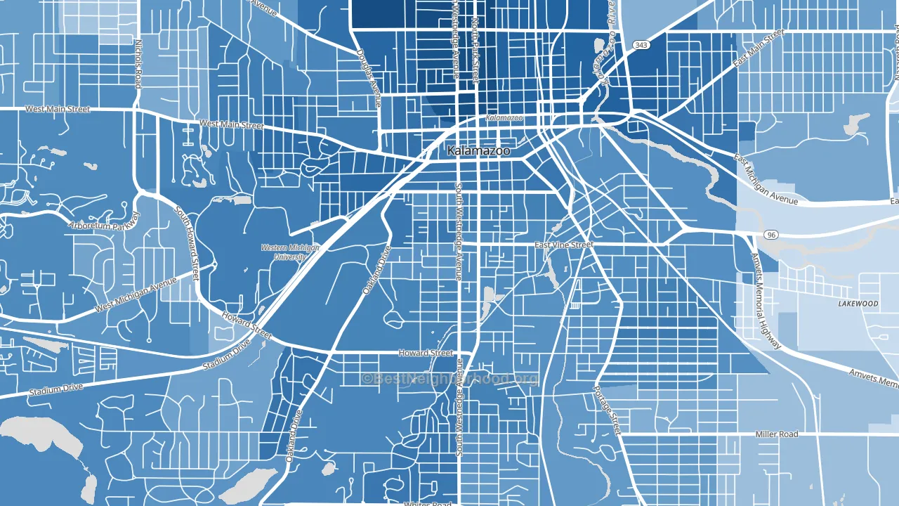 Vine, Kalamazoo, MI block-group political-lean map