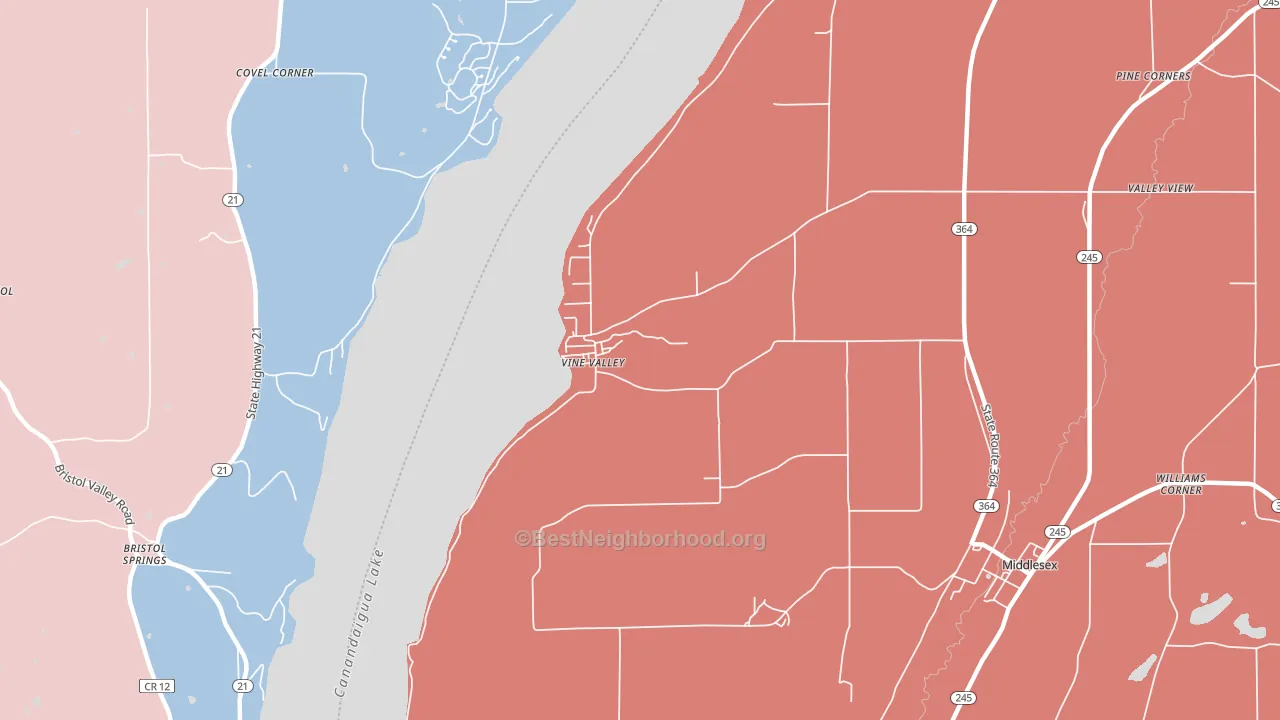 Vine Valley, NY block-group political-lean map
