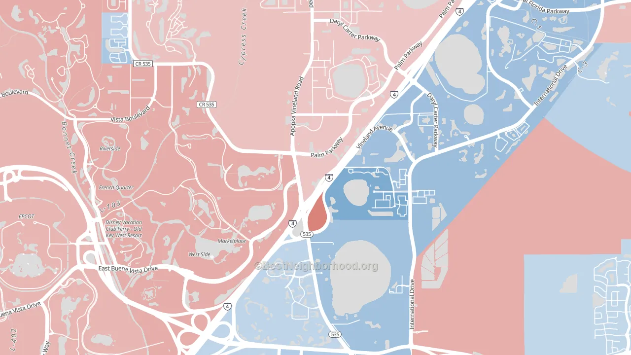 Vineland, FL block-group political-lean map
