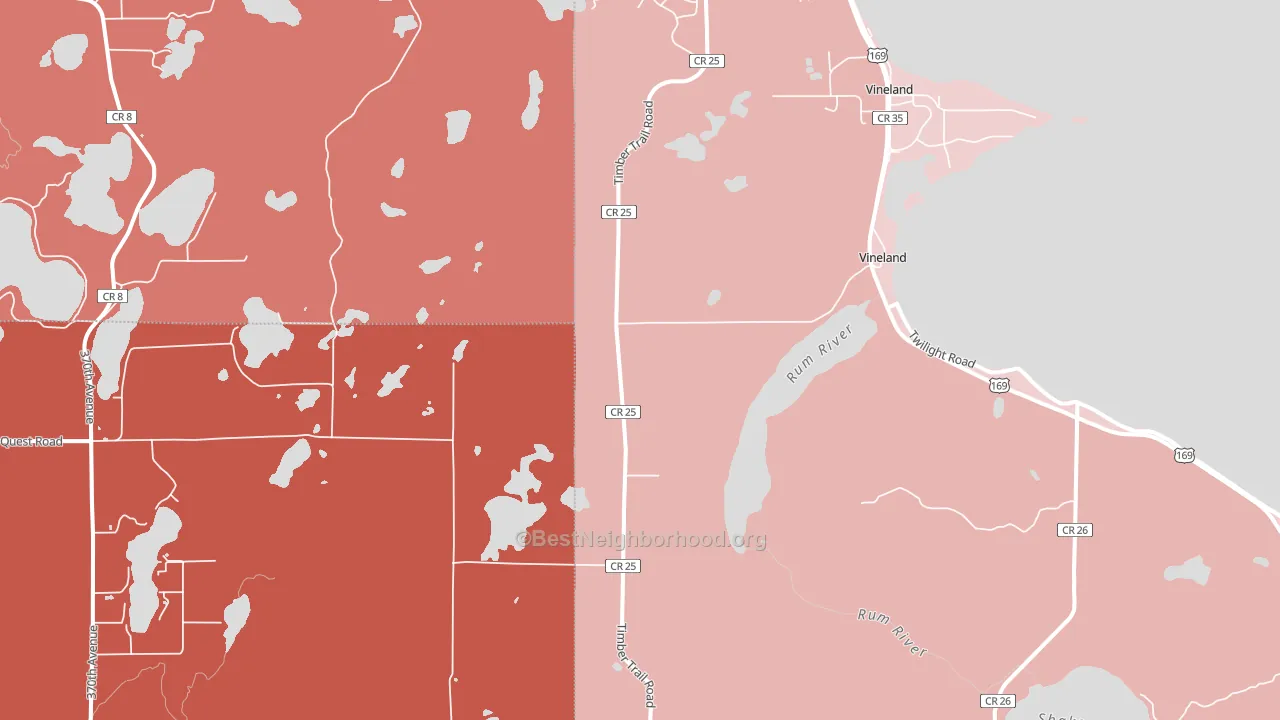 Vineland, MN block-group political-lean map