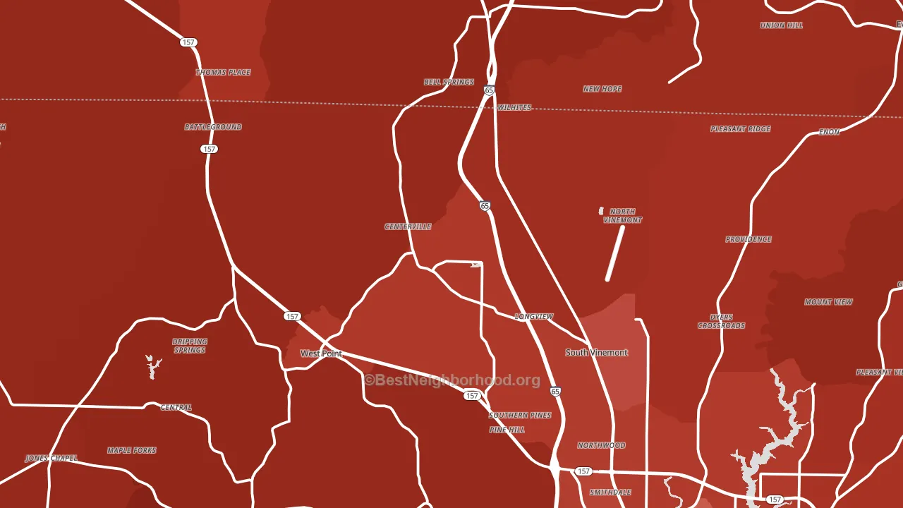 Vinemont, AL block-group political-lean map