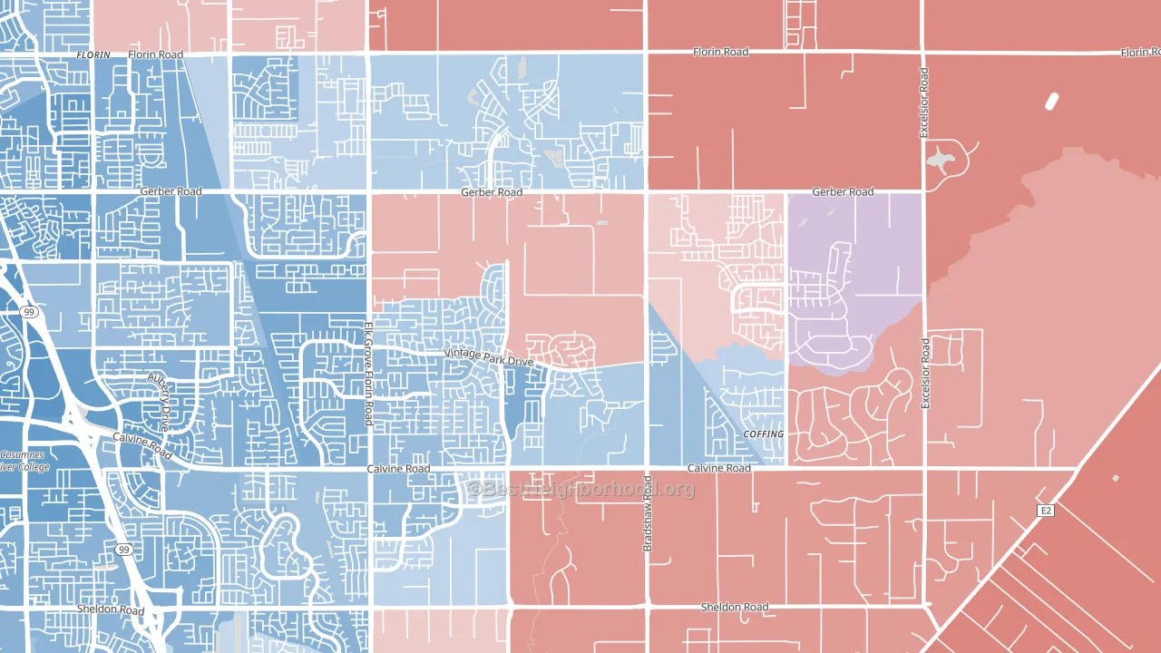 Vineyard, CA block-group political-lean map
