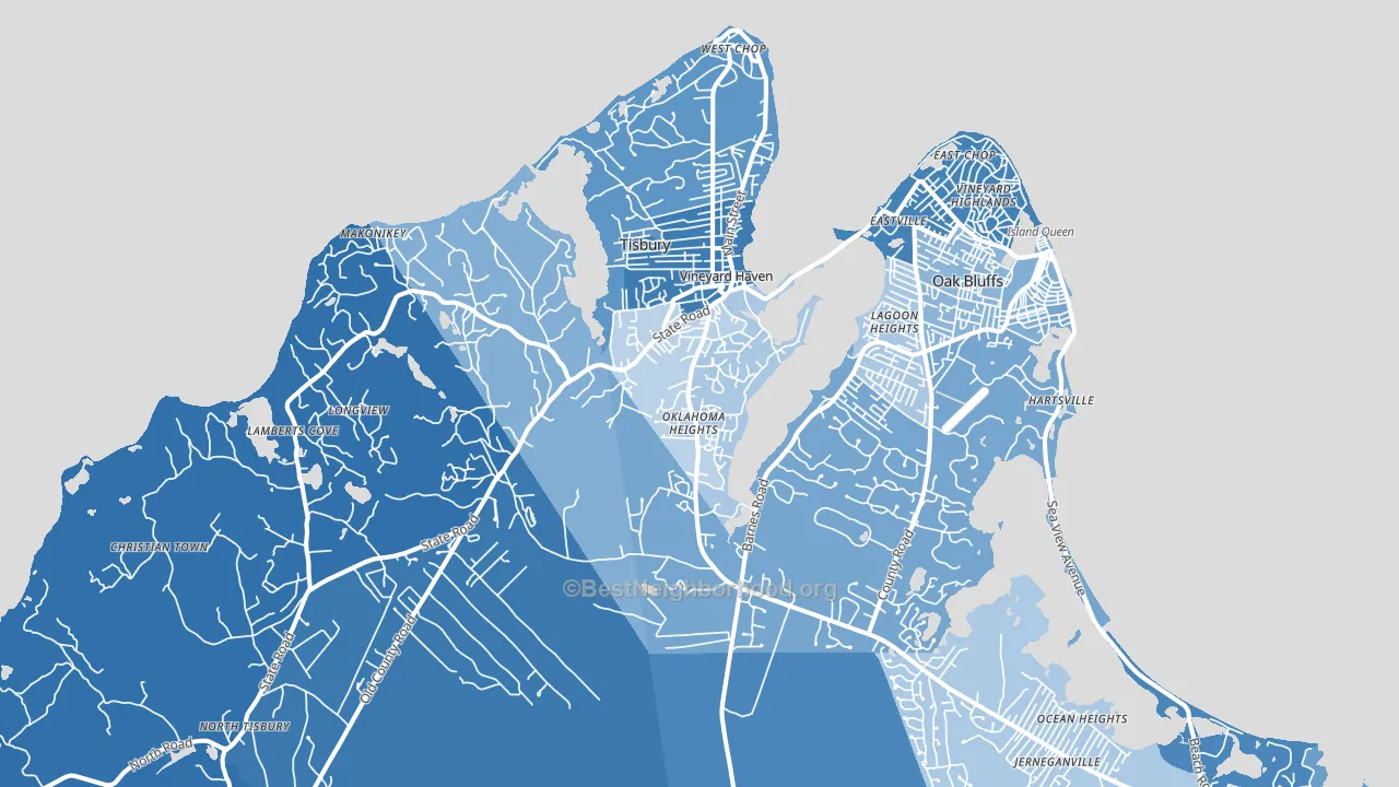 Vineyard Haven, MA block-group political-lean map