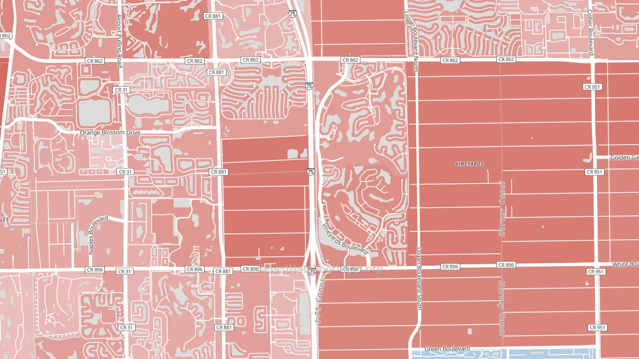 Vineyards, Naples, FL block-group political-lean map