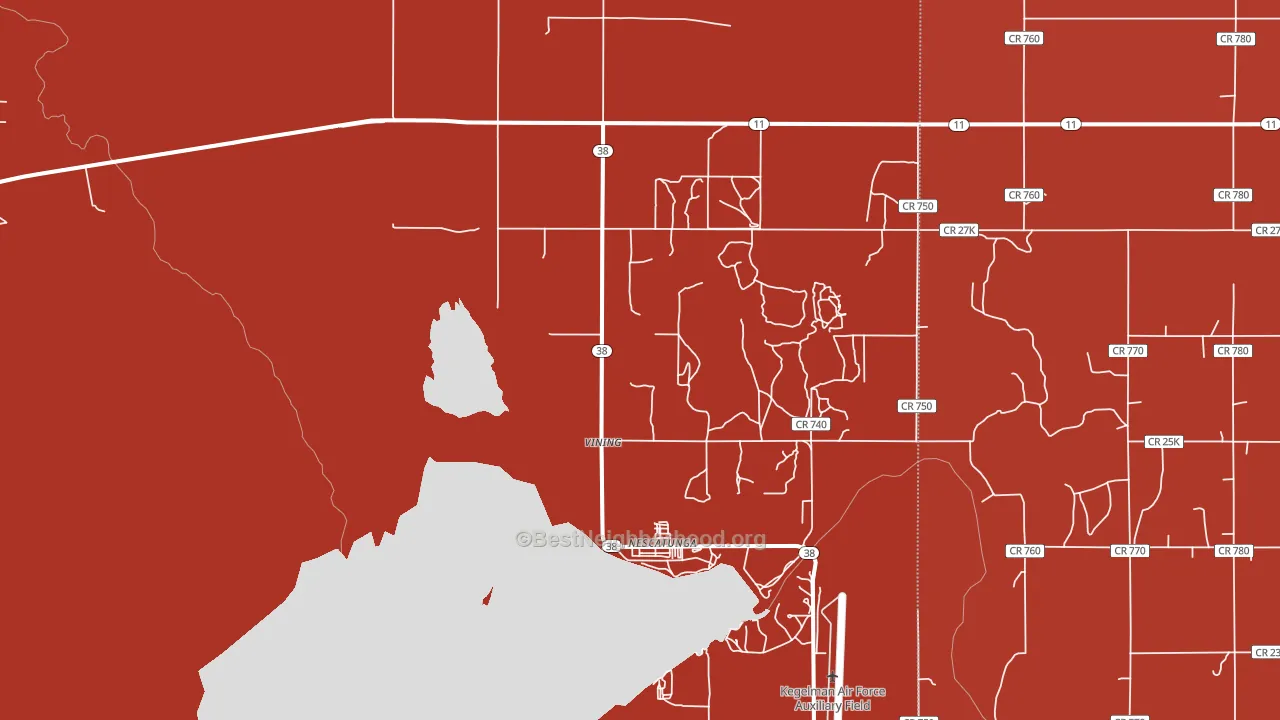 Vining, OK block-group political-lean map