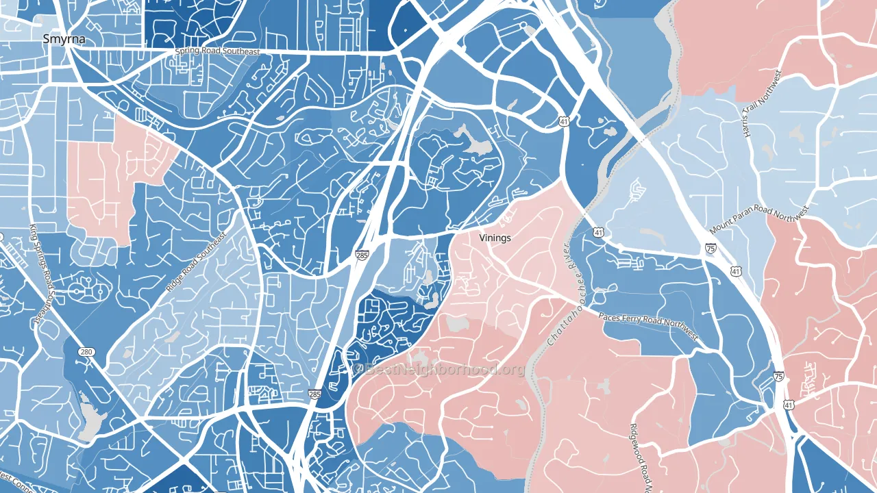 Vinings, GA block-group political-lean map