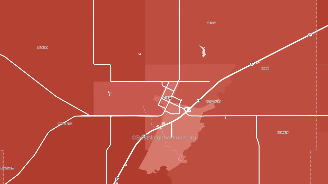 Vinita, OK block-group political-lean map