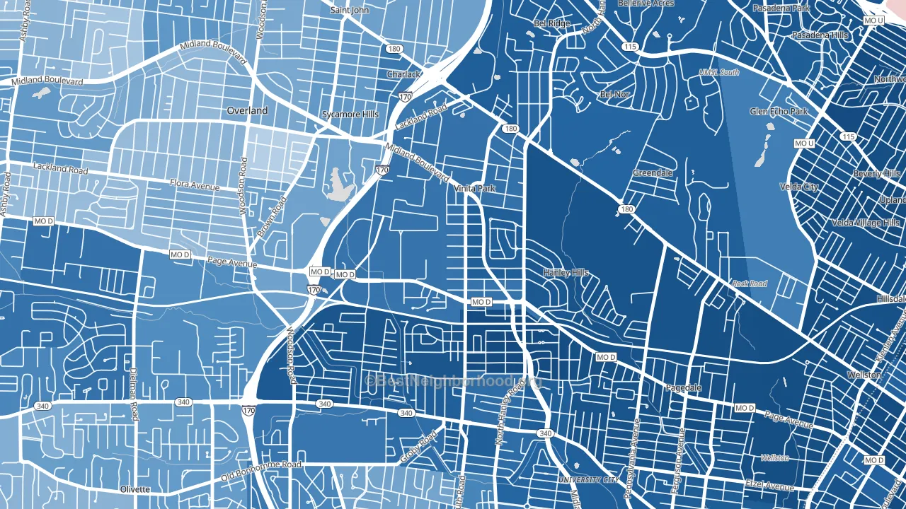 Vinita Park, MO block-group political-lean map