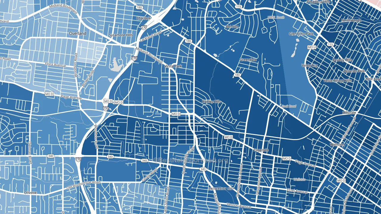 Vinita Terrace, MO block-group political-lean map