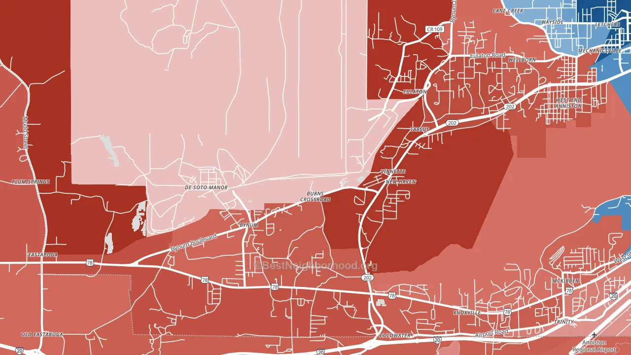Vinnette, AL block-group political-lean map