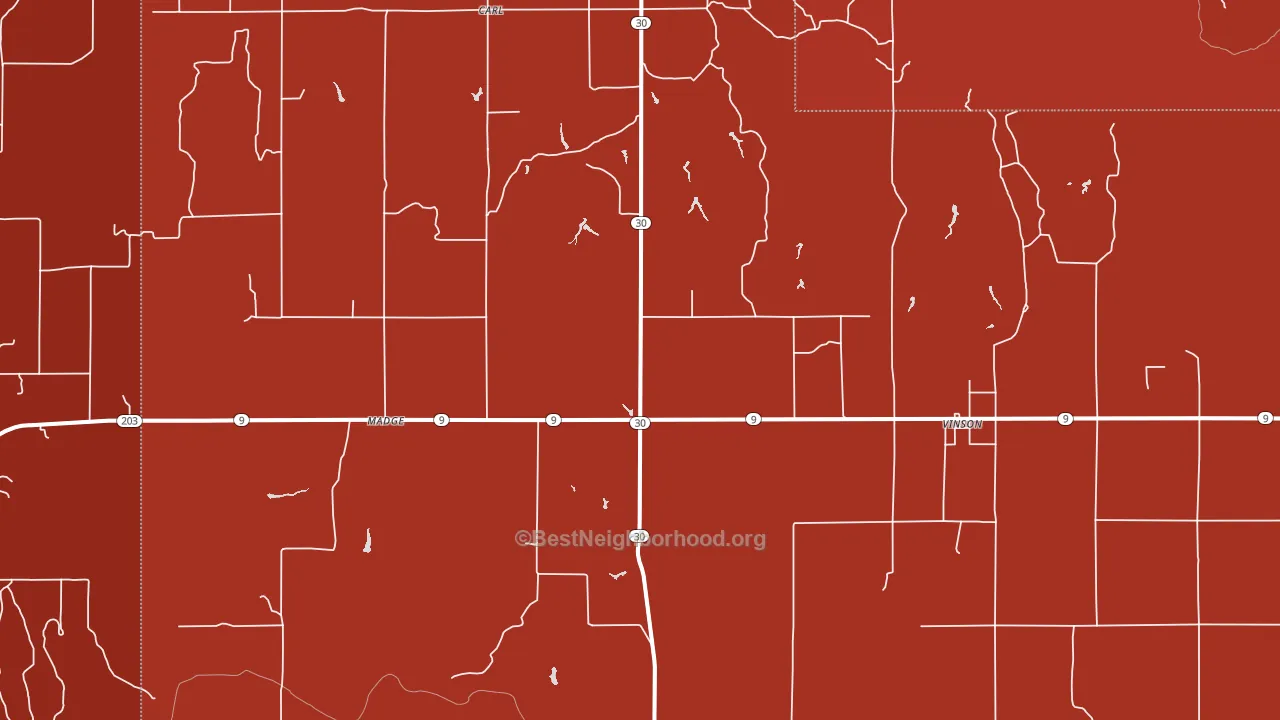 Vinson, OK block-group political-lean map