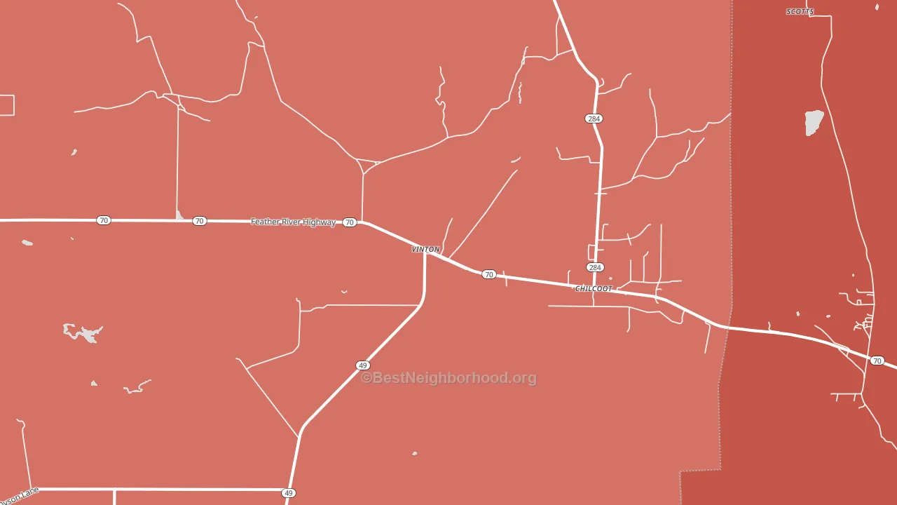 Vinton, CA block-group political-lean map