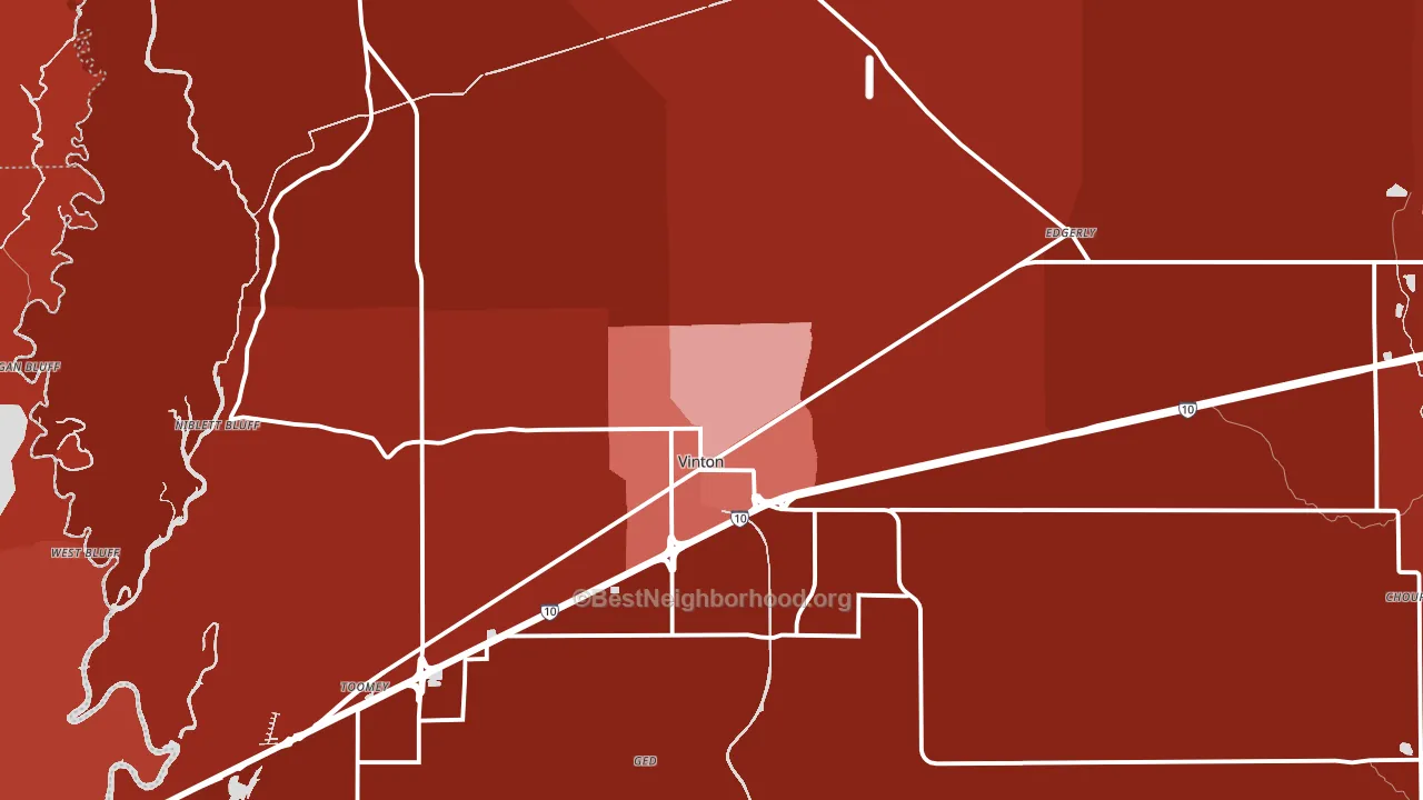 Vinton, LA block-group political-lean map