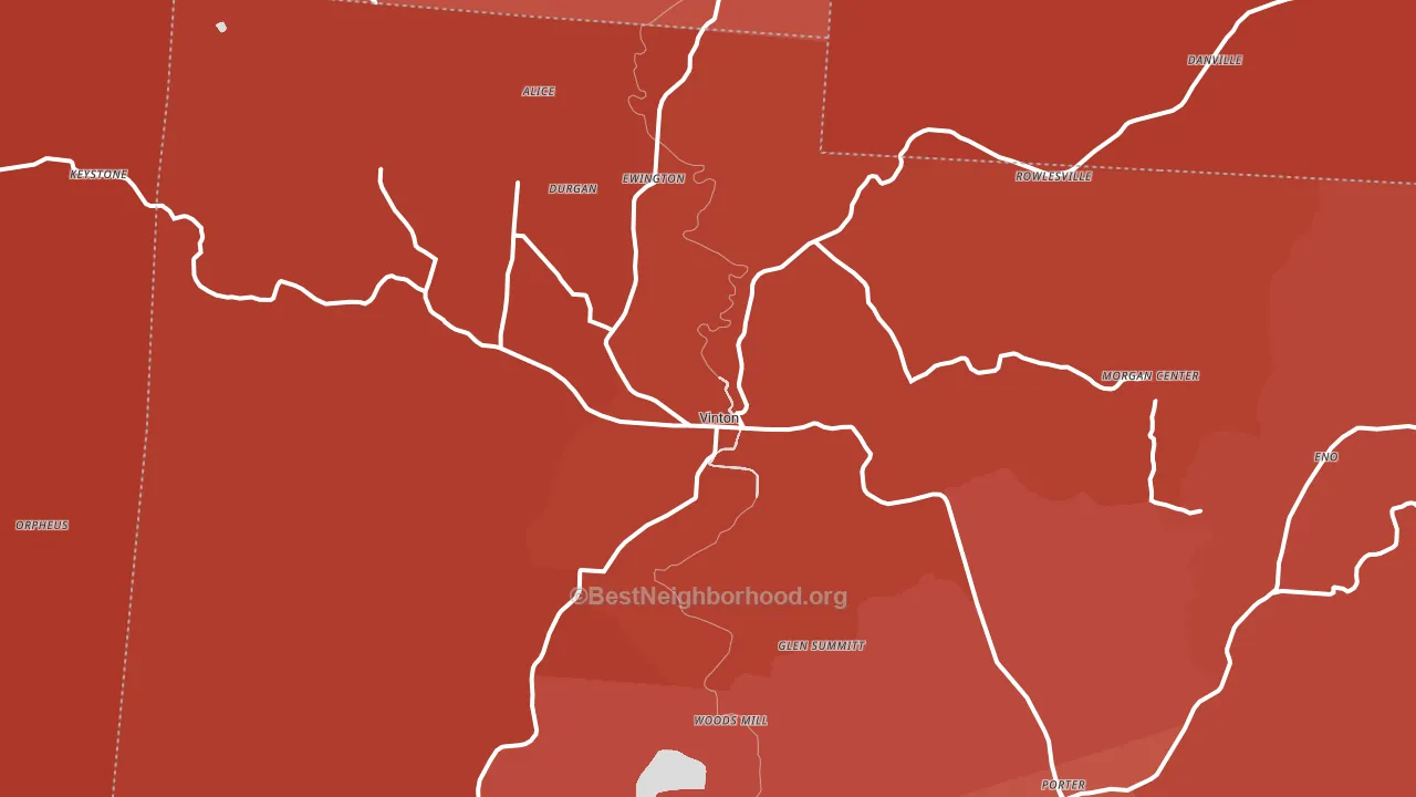 Vinton, OH block-group political-lean map