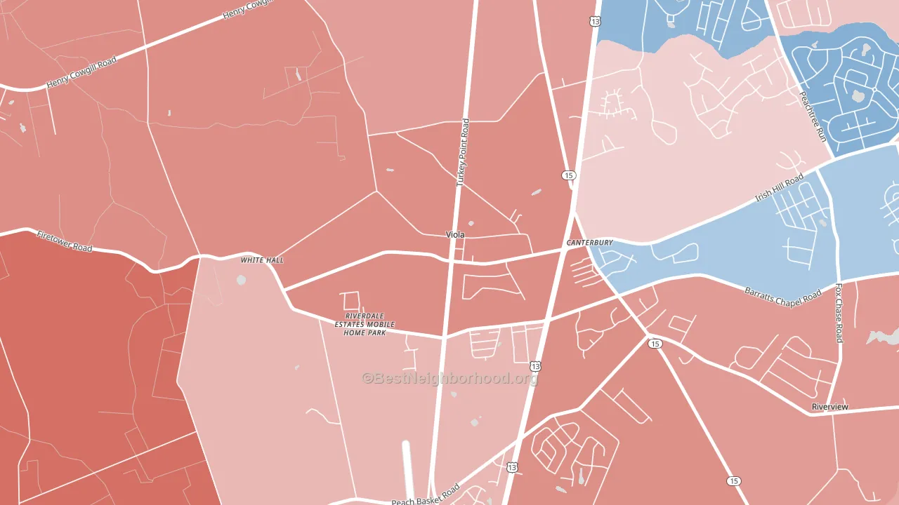 Viola, DE block-group political-lean map
