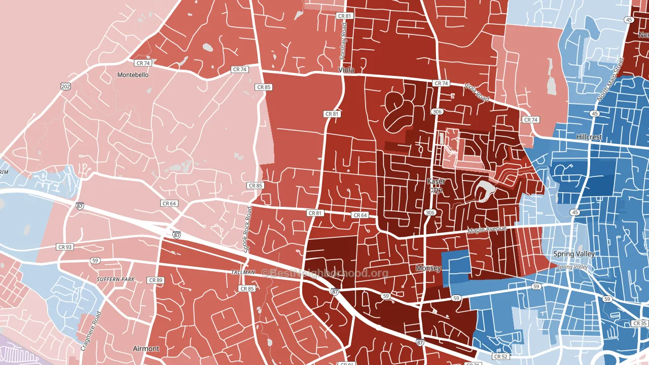 Viola, Monsey, NY block-group political-lean map