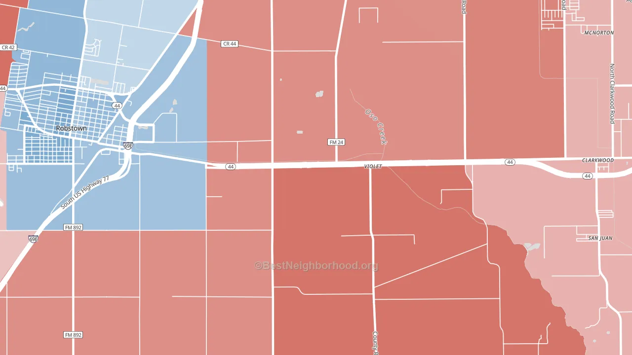 Violet, TX block-group political-lean map