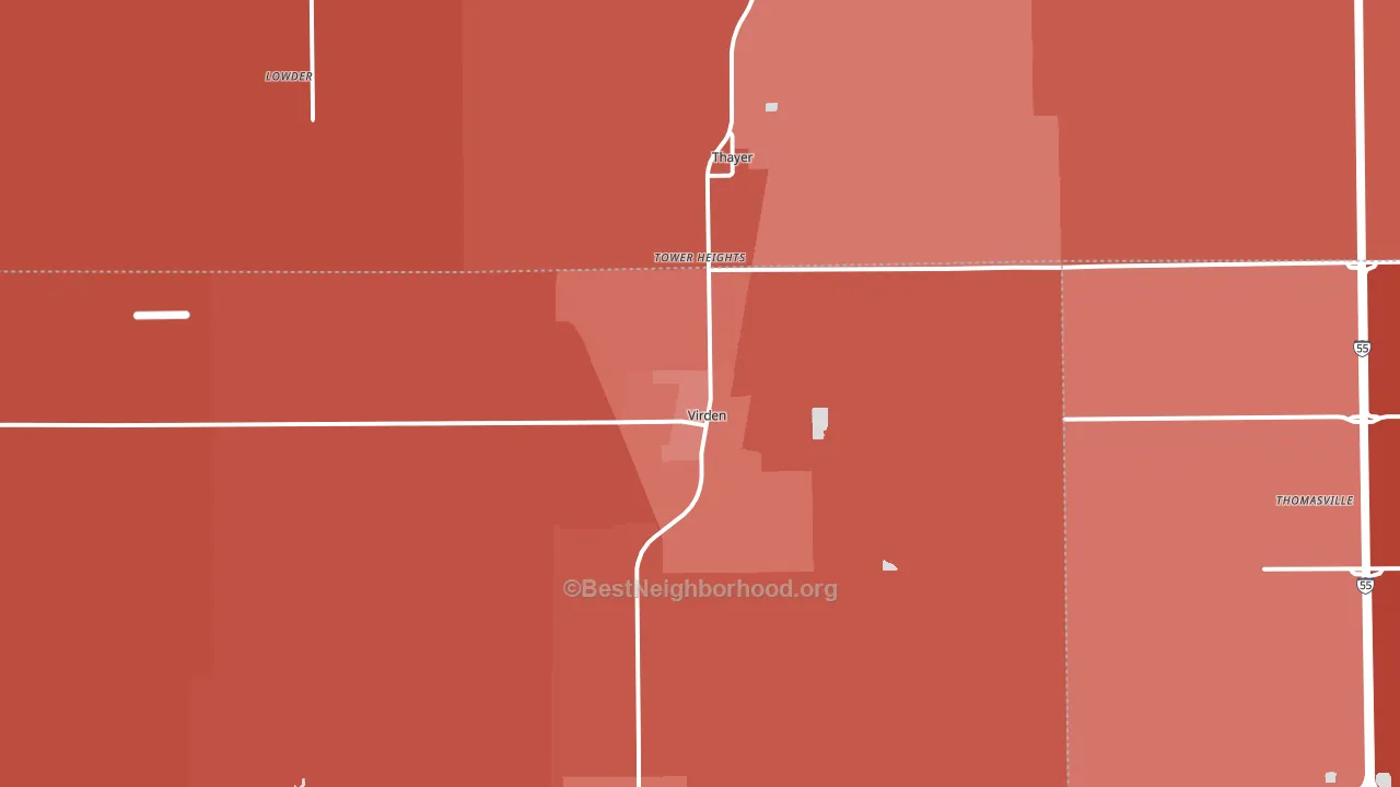 Virden, IL block-group political-lean map