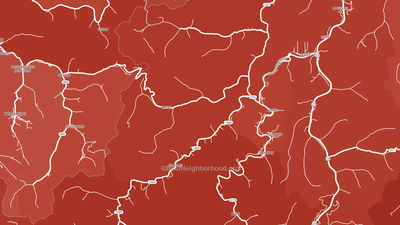 Virgie, KY block-group political-lean map