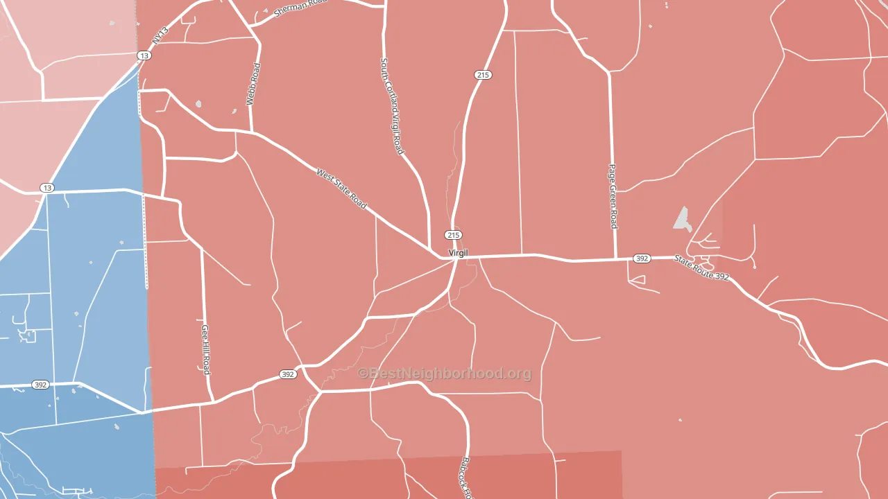 Virgil, NY block-group political-lean map