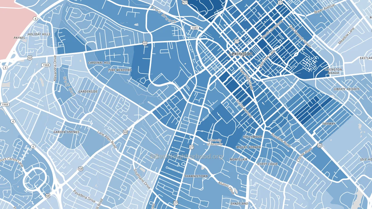 Virginia Ave, Lexington, KY block-group political-lean map