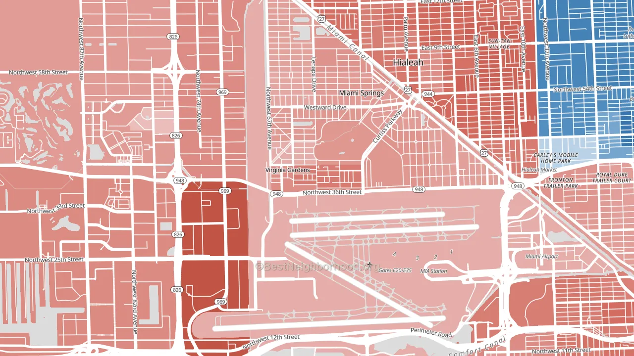 Virginia Gardens, FL block-group political-lean map