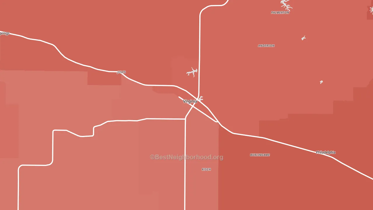 Virginia, IL block-group political-lean map