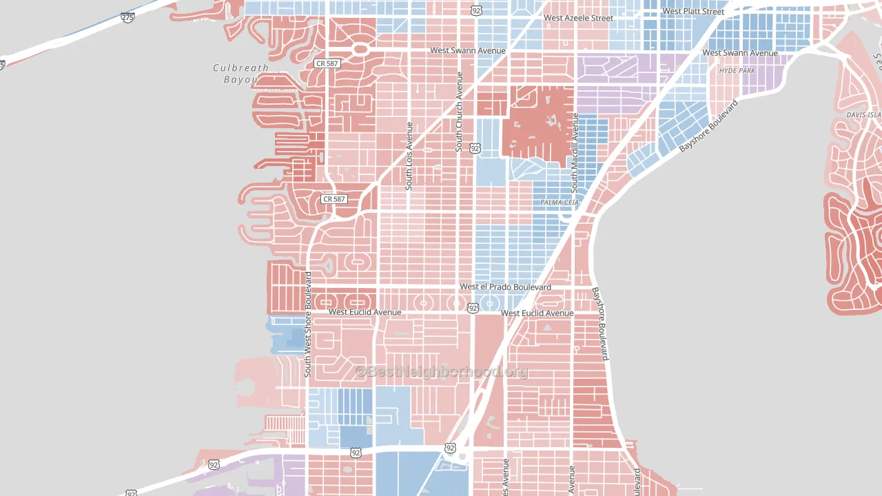Virginia Park, Tampa, FL block-group political-lean map