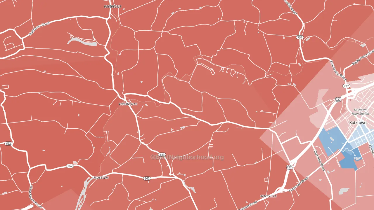 Virginville, PA block-group political-lean map