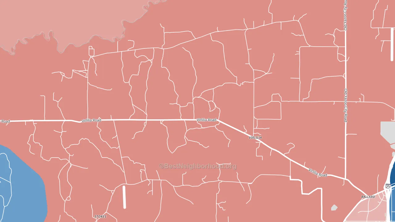Virlilia, MS block-group political-lean map