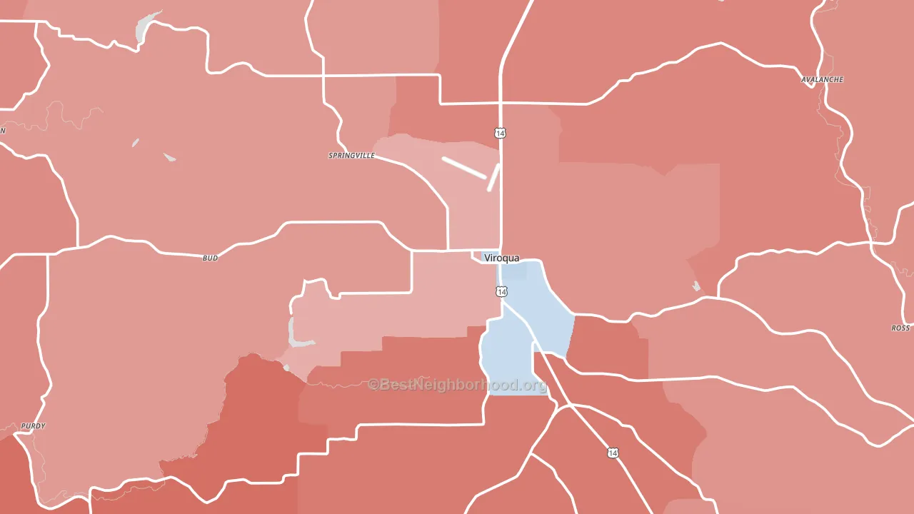Viroqua, WI block-group political-lean map
