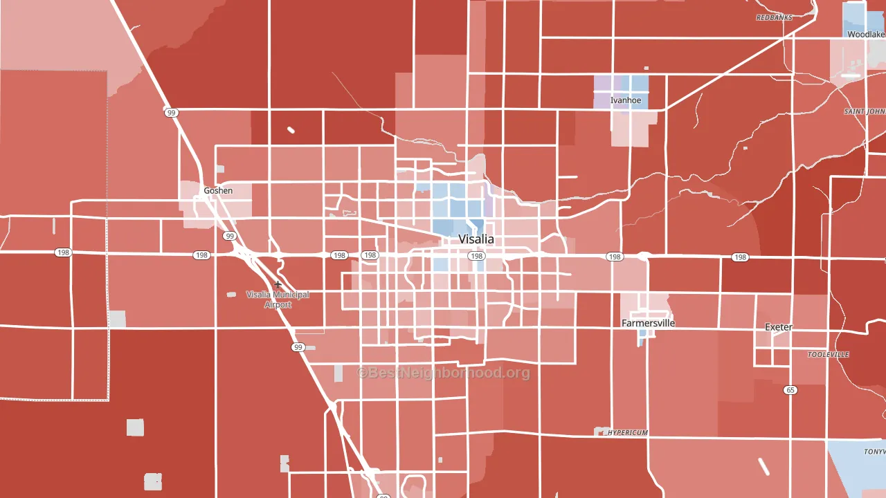 Visalia, CA block-group political-lean map