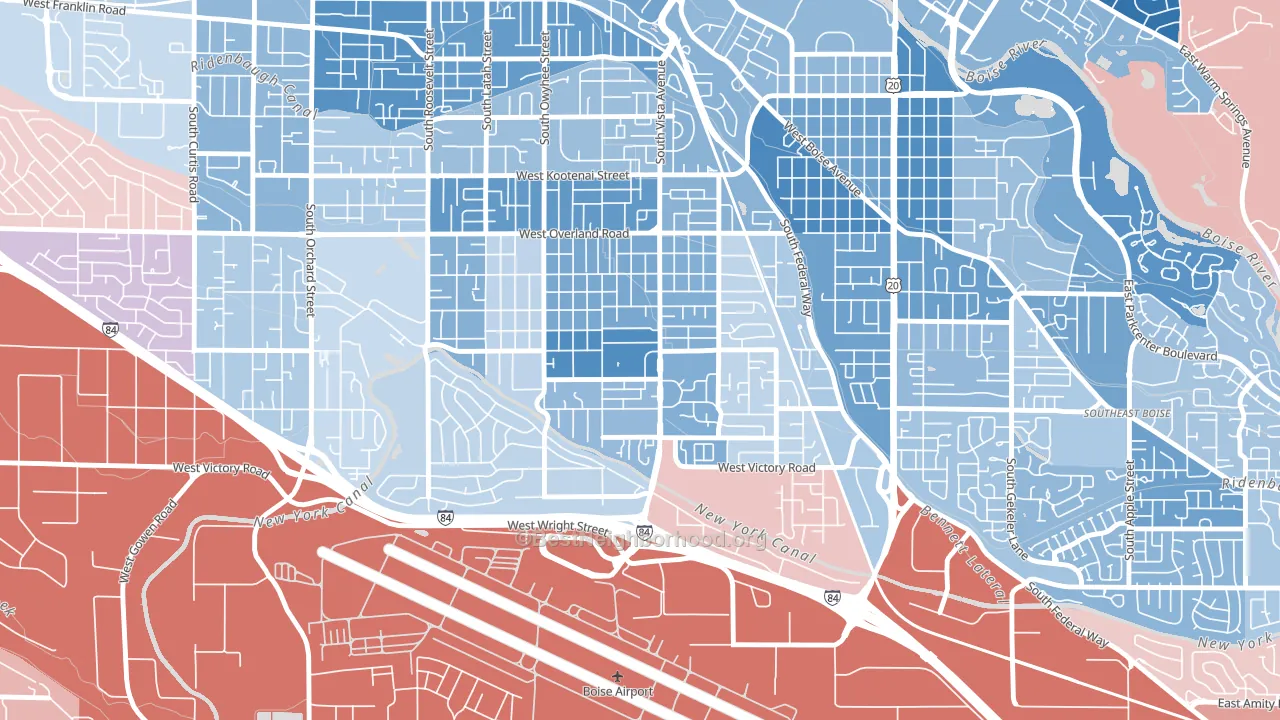 Vista, Boise, ID block-group political-lean map