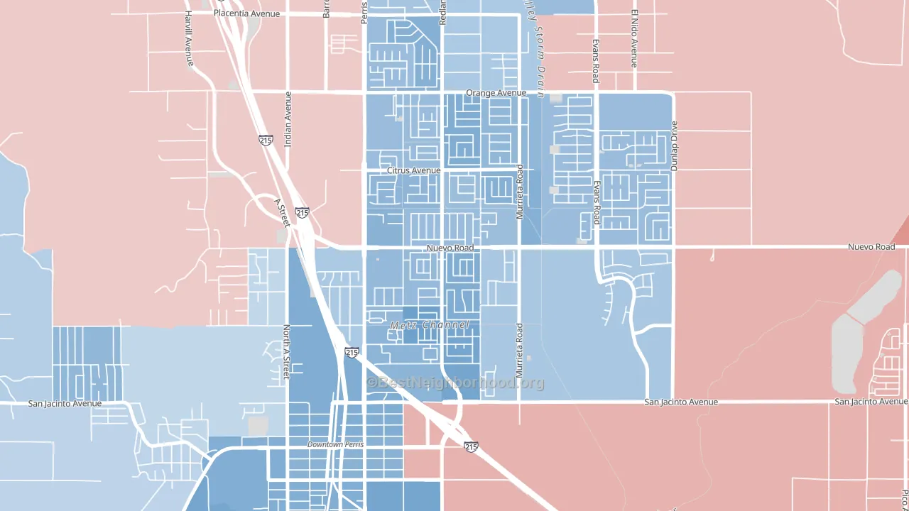 Vista Creek, Perris, CA block-group political-lean map