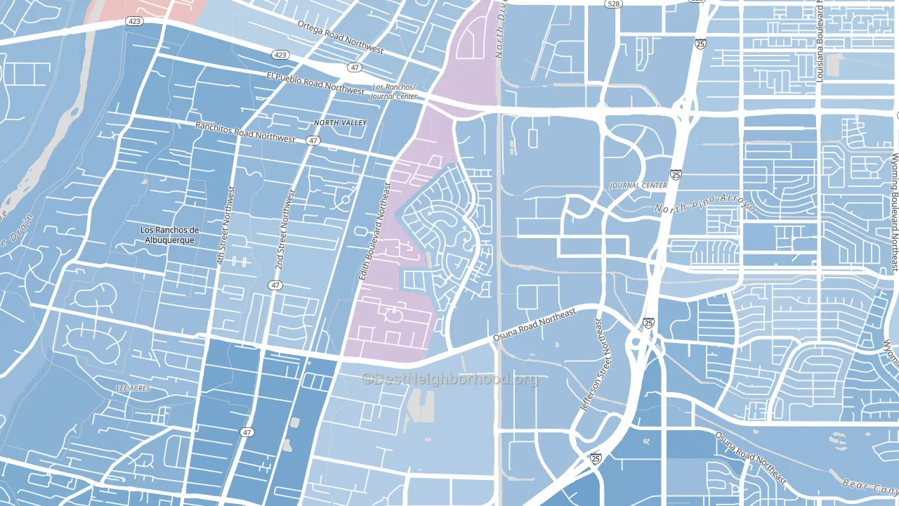 Vista del Norte, Albuquerque, NM block-group political-lean map