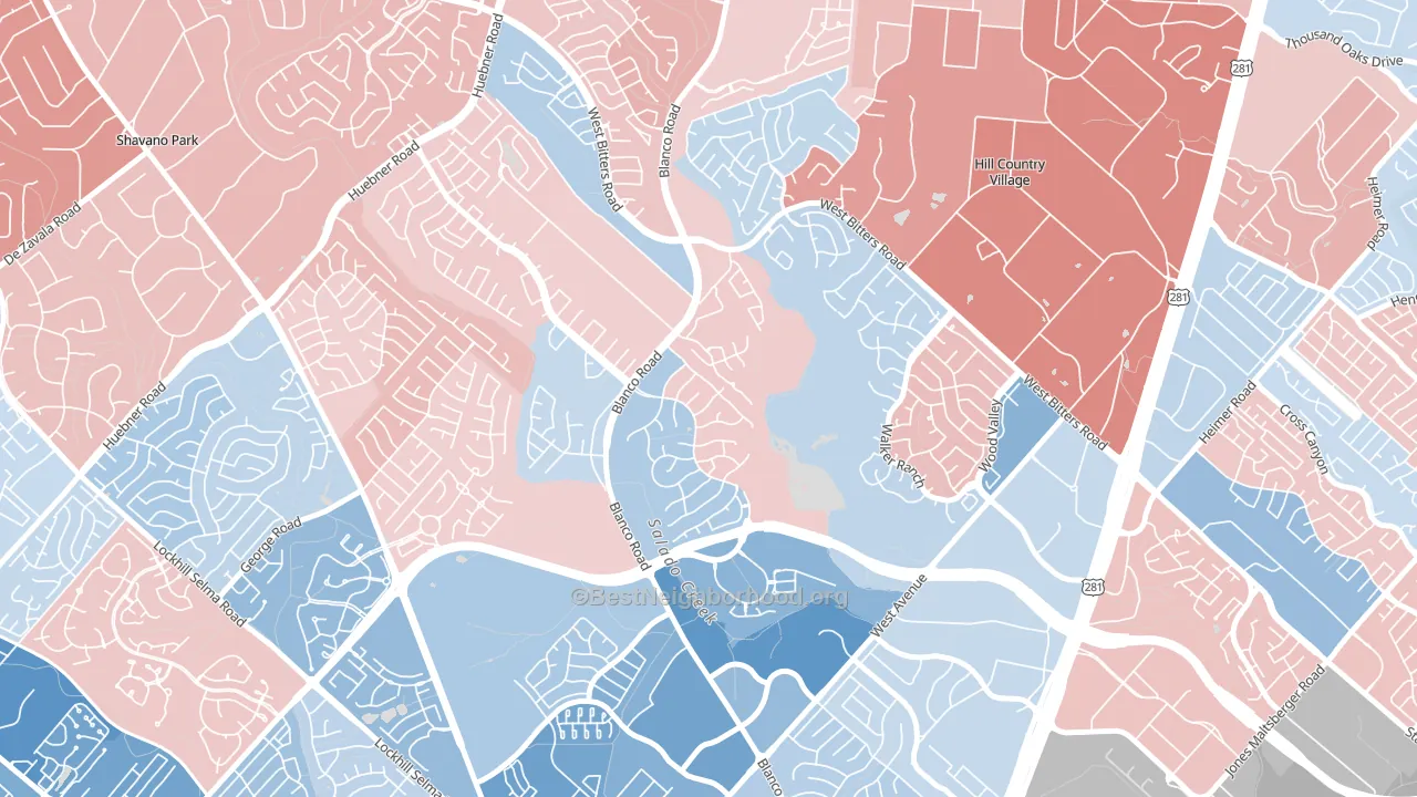 Vista del Norte, San Antonio, TX block-group political-lean map
