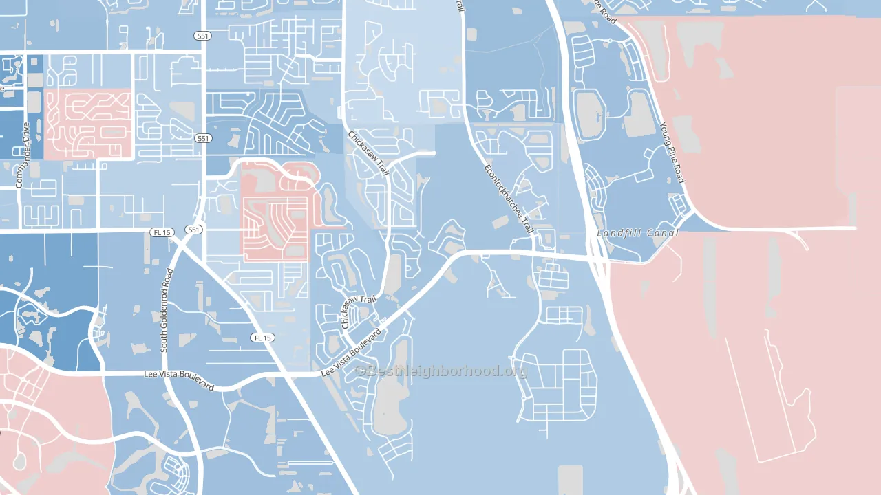 Vista East, Orlando, FL block-group political-lean map