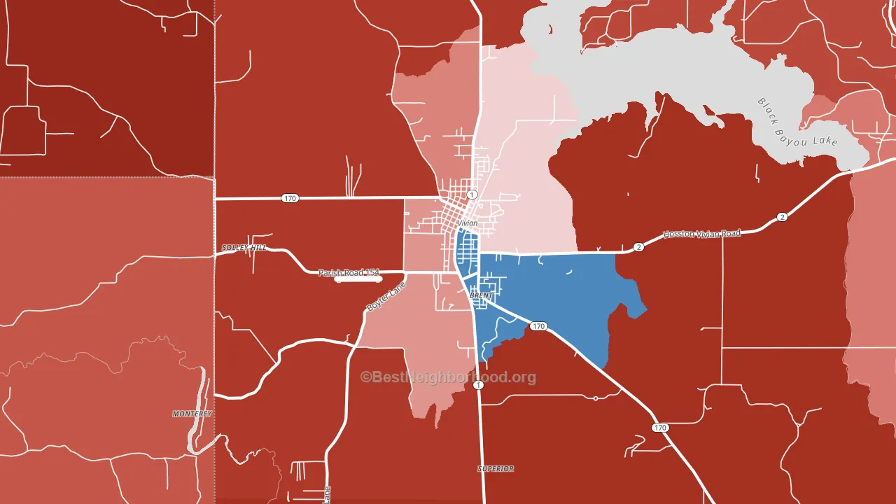 Vivian, LA block-group political-lean map