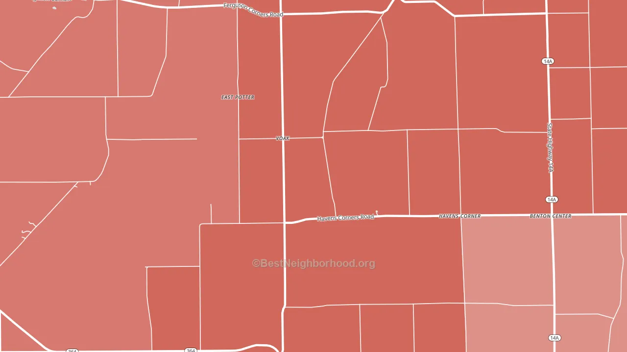 Voak, NY block-group political-lean map