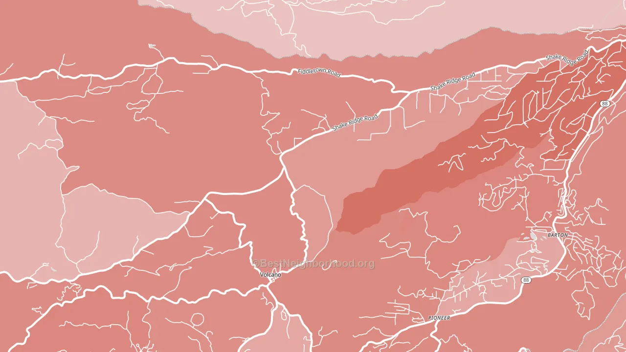Volcano, CA block-group political-lean map
