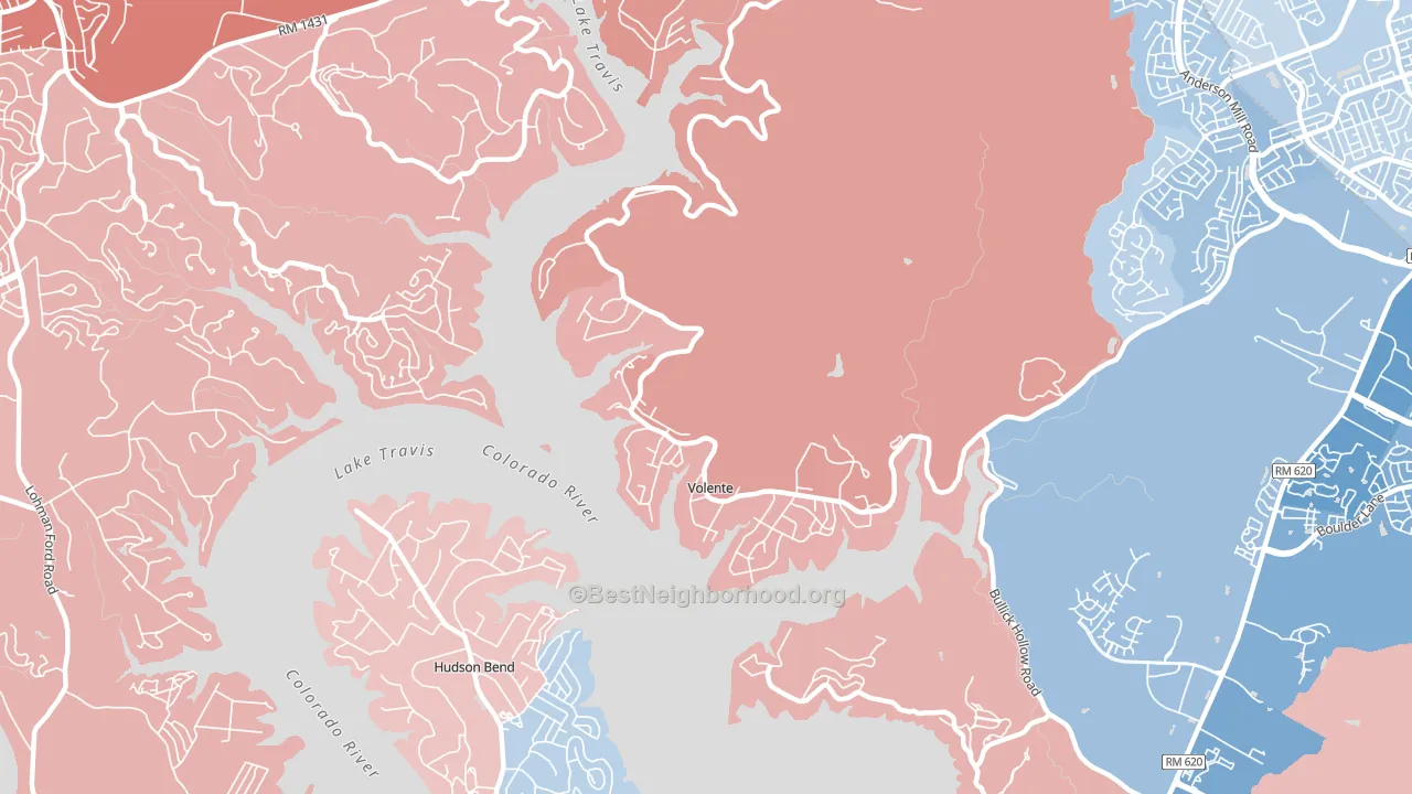 Volente, TX block-group political-lean map