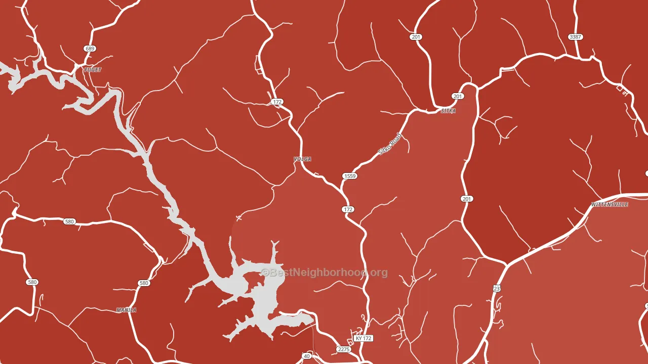 Volga, KY block-group political-lean map
